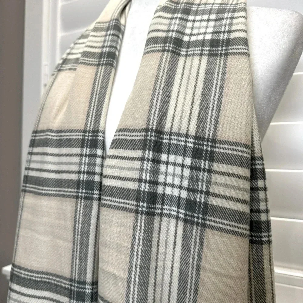 J. Crew Plaid Scarf with Pom Poms - Picture 3 of 4